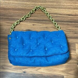 Zara Blue Shoulder Bag with Gold Chain